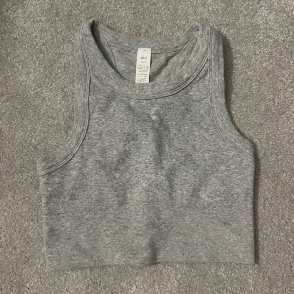 Alo Yoga Seamless Delight High Neck Bra - Heather Grey